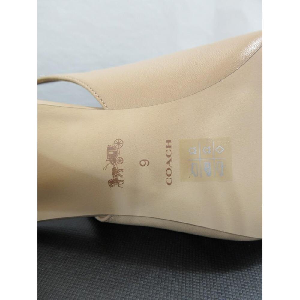 Coach Sadie Leather Slingback Chain Trimmed Sandals Pumps Beechwood Nude Size 9 - Picture 7 of 7